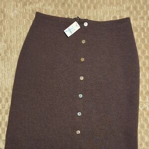 Brooks Brothers Brown Pencil Skirt with Buttons